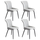 Industrial Solid Back Upholstered Dining Chair with Metal Legs Image - 12