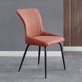 Industrial Solid Back Upholstered Dining Chair with Metal Legs Image - 13