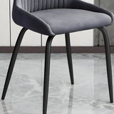 Industrial Solid Back Upholstered Dining Chair with Metal Legs Image - 15