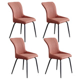 Industrial Solid Back Upholstered Dining Chair with Metal Legs Image - 17