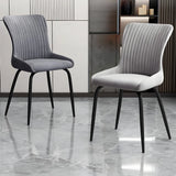 Industrial Solid Back Upholstered Dining Chair with Metal Legs Image - 18