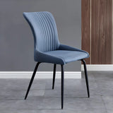 Industrial Solid Back Upholstered Dining Chair with Metal Legs Image - 19