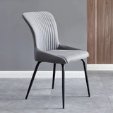 Industrial Solid Back Upholstered Dining Chair with Metal Legs Image - 2