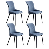 Industrial Solid Back Upholstered Dining Chair with Metal Legs Image - 23