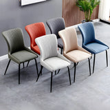 Industrial Solid Back Upholstered Dining Chair with Metal Legs Image - 24