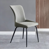 Industrial Solid Back Upholstered Dining Chair with Metal Legs Image - 25