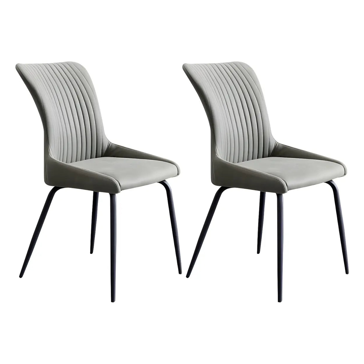 Industrial Solid Back Upholstered Dining Chair with Metal Legs Image - 27