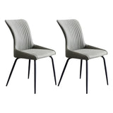 Industrial Solid Back Upholstered Dining Chair with Metal Legs Image - 27