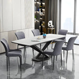 Industrial Solid Back Upholstered Dining Chair with Metal Legs Image - 28