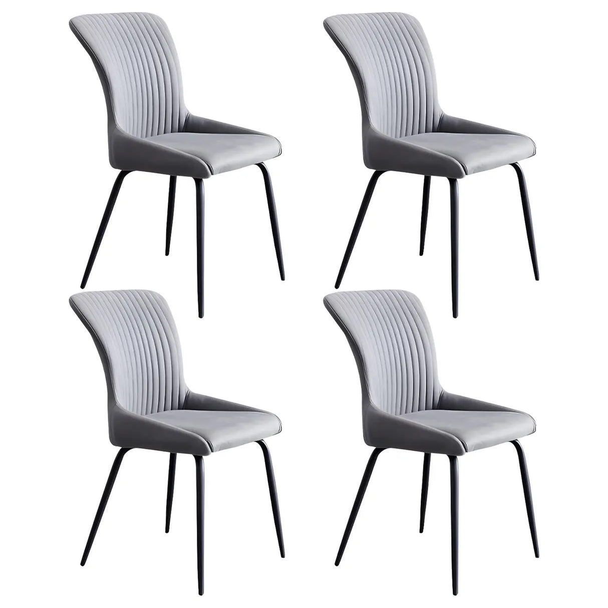 Industrial Solid Back Upholstered Dining Chair with Metal Legs Image - 5