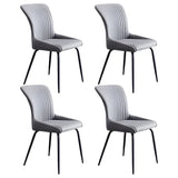Industrial Solid Back Upholstered Dining Chair with Metal Legs Image - 5