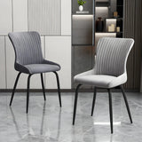 Industrial Solid Back Upholstered Dining Chair with Metal Legs Image - 6