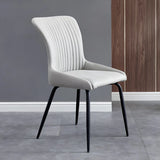 Industrial Solid Back Upholstered Dining Chair with Metal Legs Image - 8