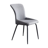 Industrial Solid Back Upholstered Dining Chair with Metal Legs Image - 9