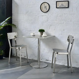 Industrial Square Stainless Steel Silver Dining Table Image - 1