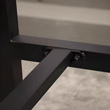 Industrial Square Wood and Metal Bar Table with Footrest Image - 5