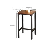 Industrial Square Wood and Metal Bar Table with Footrest #size