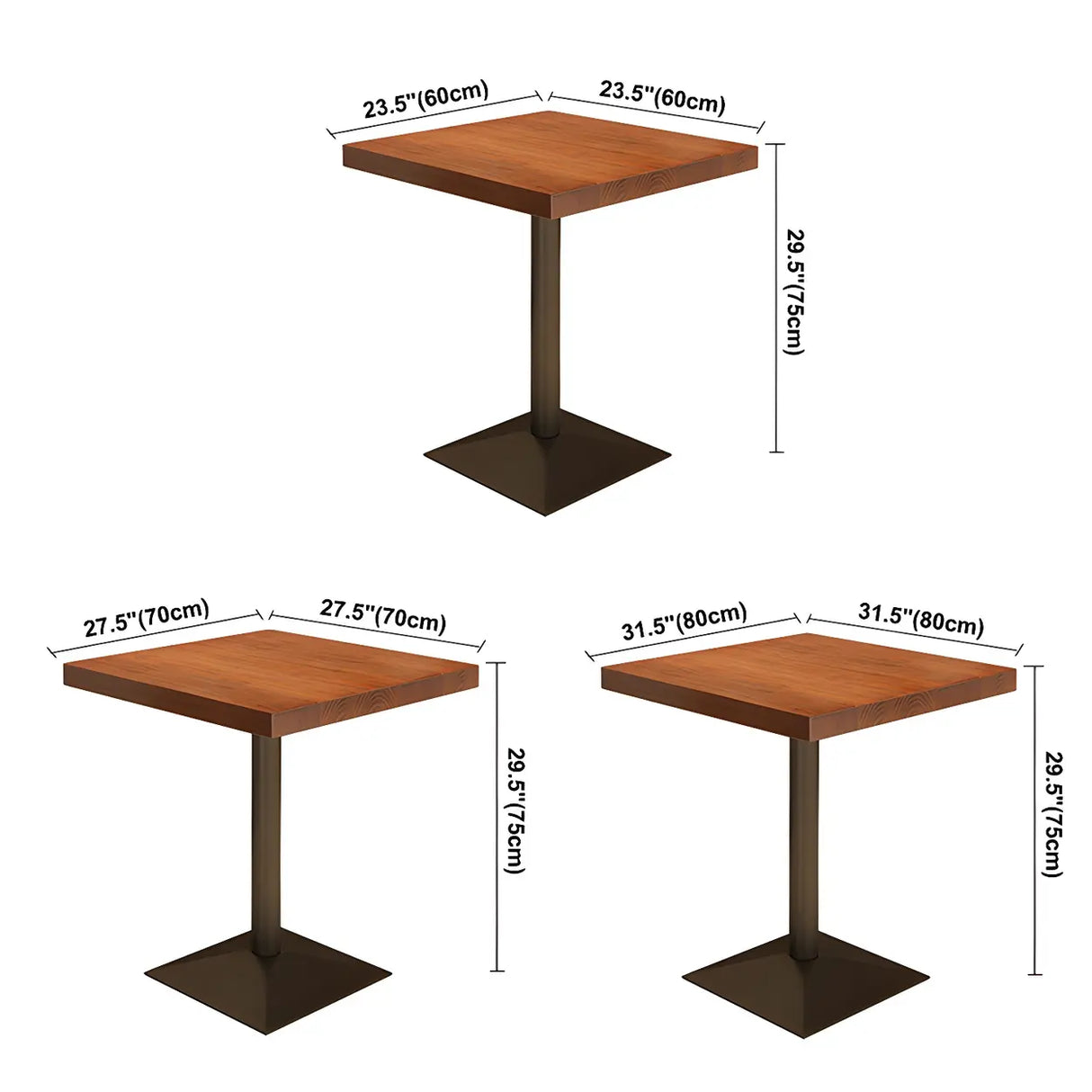 Industrial Square Wood Brown Scratch Resistant Dining Table 