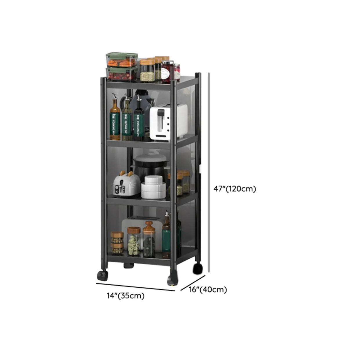 Industrial Stainless Steel Black Kitchen Display Cabinet Image - 57
