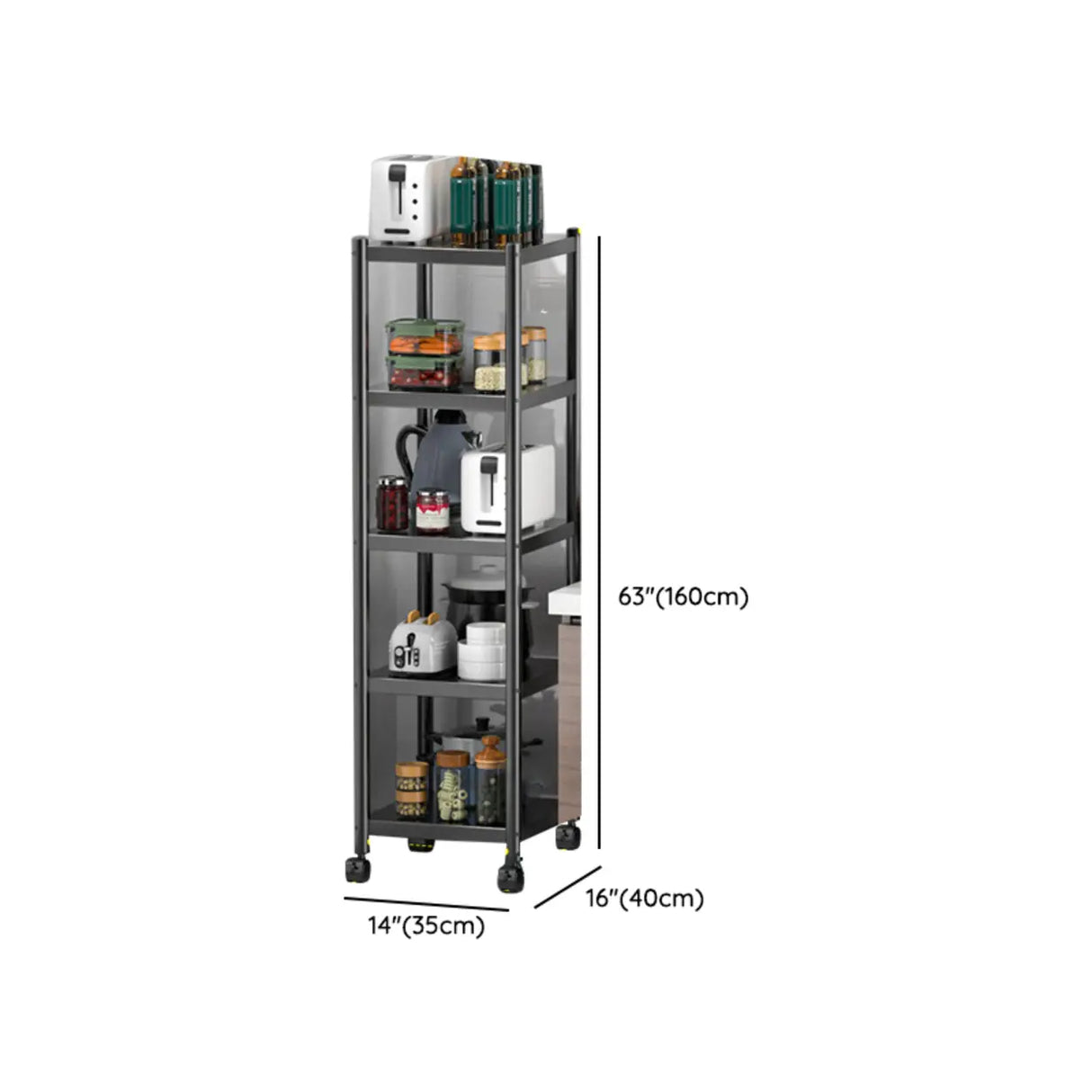 Industrial Stainless Steel Black Kitchen Display Cabinet Image - 63