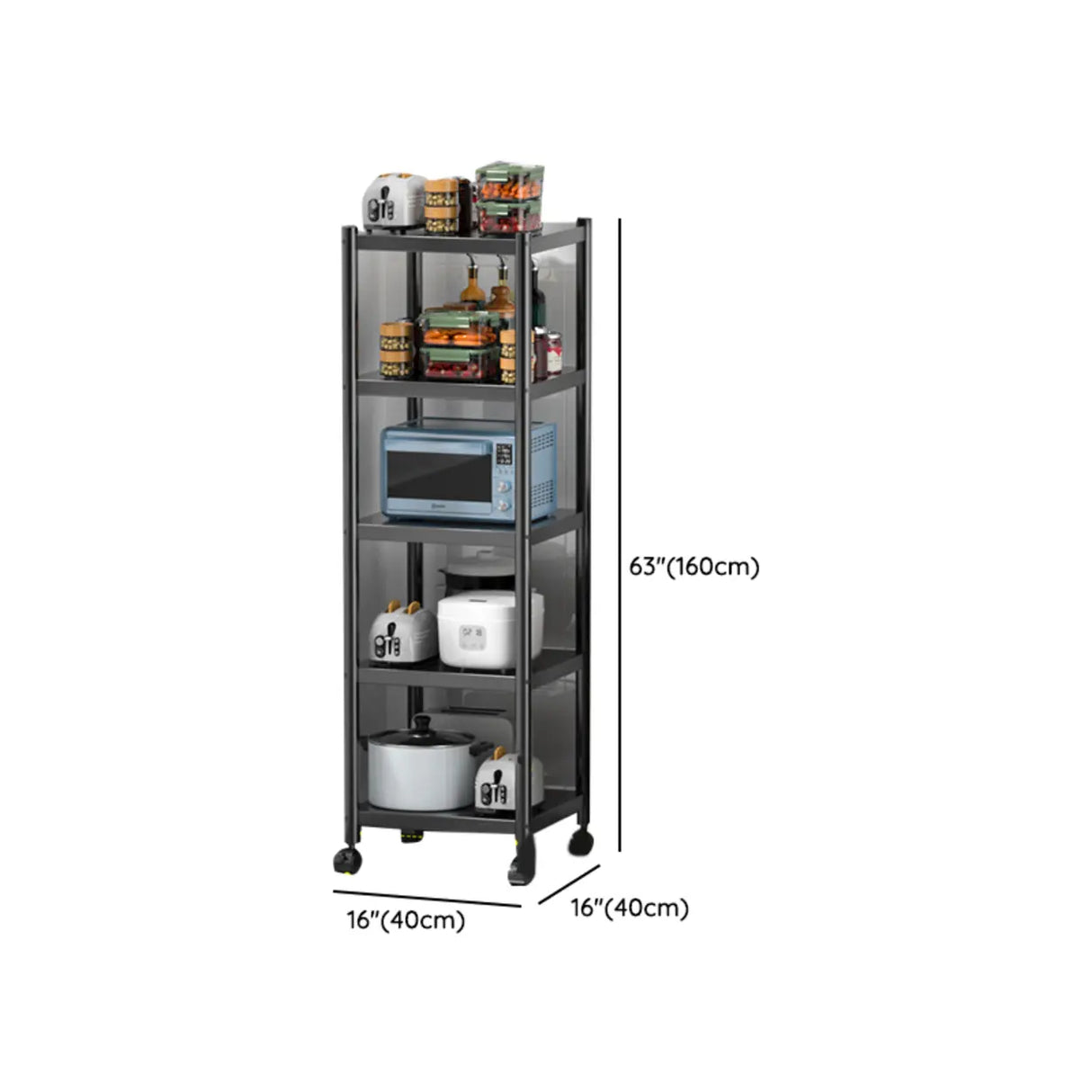 Industrial Stainless Steel Black Kitchen Display Cabinet Image - 64