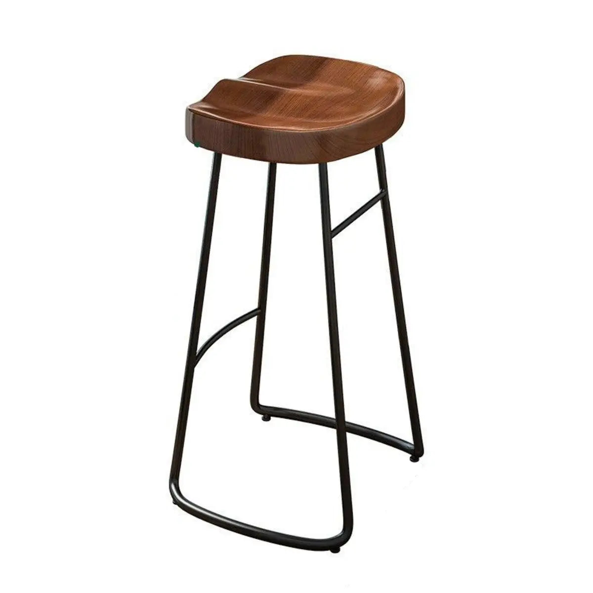 Industrial Trestle Metal Base Wood Bar Table with Footrest Image - 7