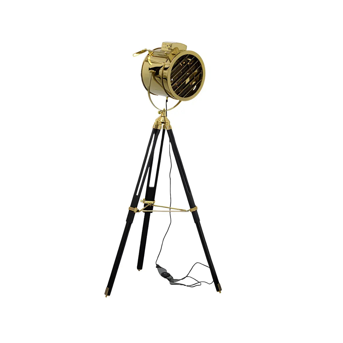 Industrial Tripod Metal Rotatable Gold LED Floor Lamp Image - 4
