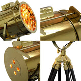 Industrial Tripod Metal Rotatable Gold LED Floor Lamp Image - 5