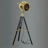 Industrial Tripod Metal Rotatable Gold LED Floor Lamp Image - 6