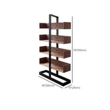 Industrial Vertical Corner Wood Metal Spine Tower Bookshelf Image - 12