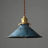 Industrial Vintage Distressed Cone Metal Pendant Light Image - 3