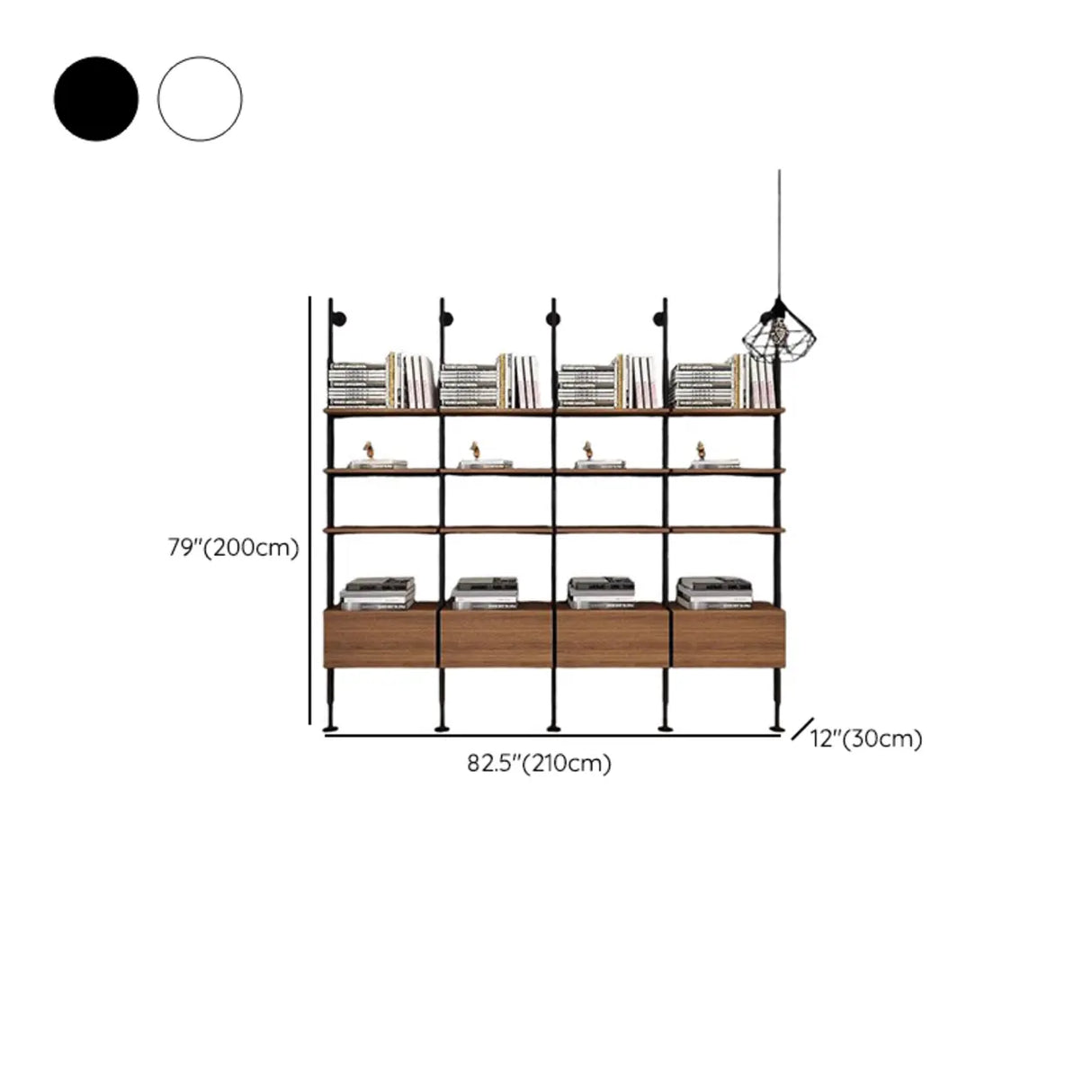 Industrial Wall-Mounted Wood Metal Vertical Bookshelf Image - 12