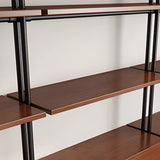 Industrial Wall-Mounted Wood Metal Vertical Bookshelf Image - 4