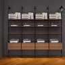 Industrial Wall-Mounted Wood Metal Vertical Bookshelf Image - 9