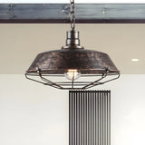 Industrial Wire Cage Metal Chain Dining Pendant Light Image - 2