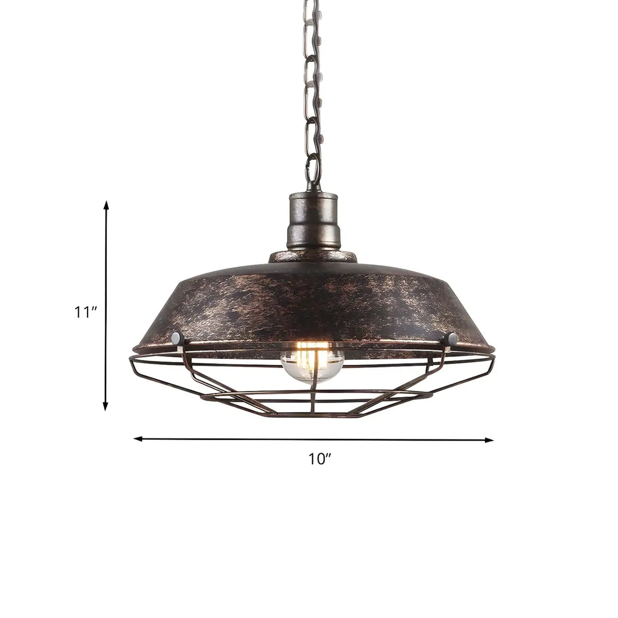 Industrial Wire Cage Metal Chain Dining Pendant Light 