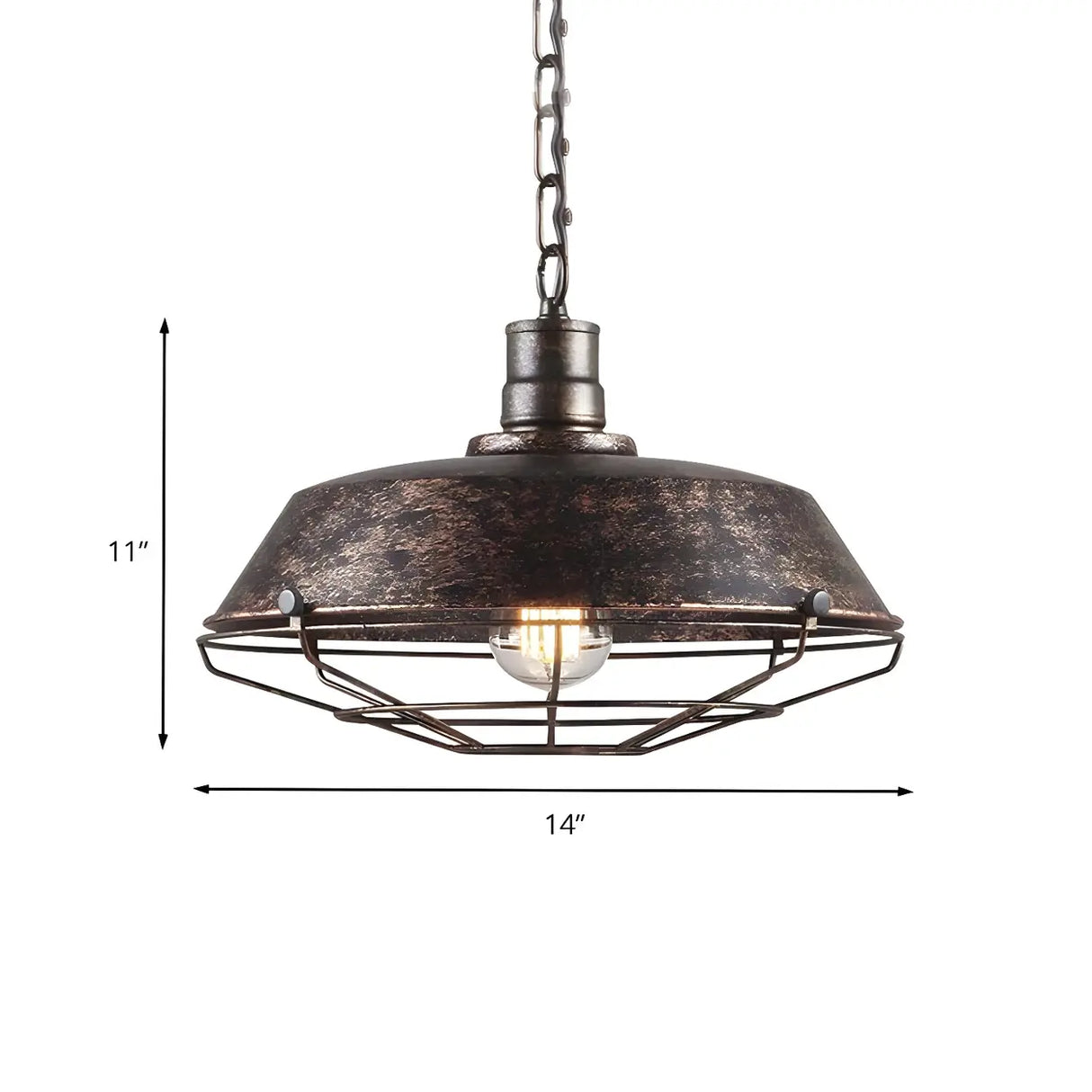 Industrial Wire Cage Metal Chain Dining Pendant Light Image - 10