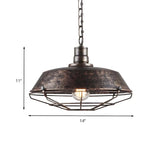 Industrial Wire Cage Metal Chain Dining Pendant Light Image - 10