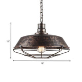 Industrial Wire Cage Metal Chain Dining Pendant Light Image - 11