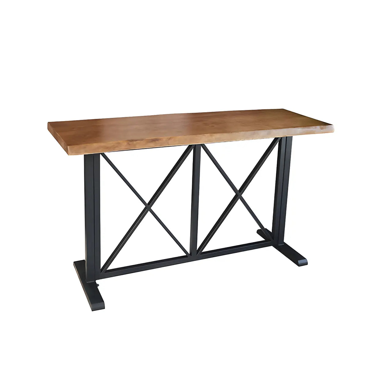 Industrial Wood Bar Table Set with Footrest Low Back Stool Image - 6