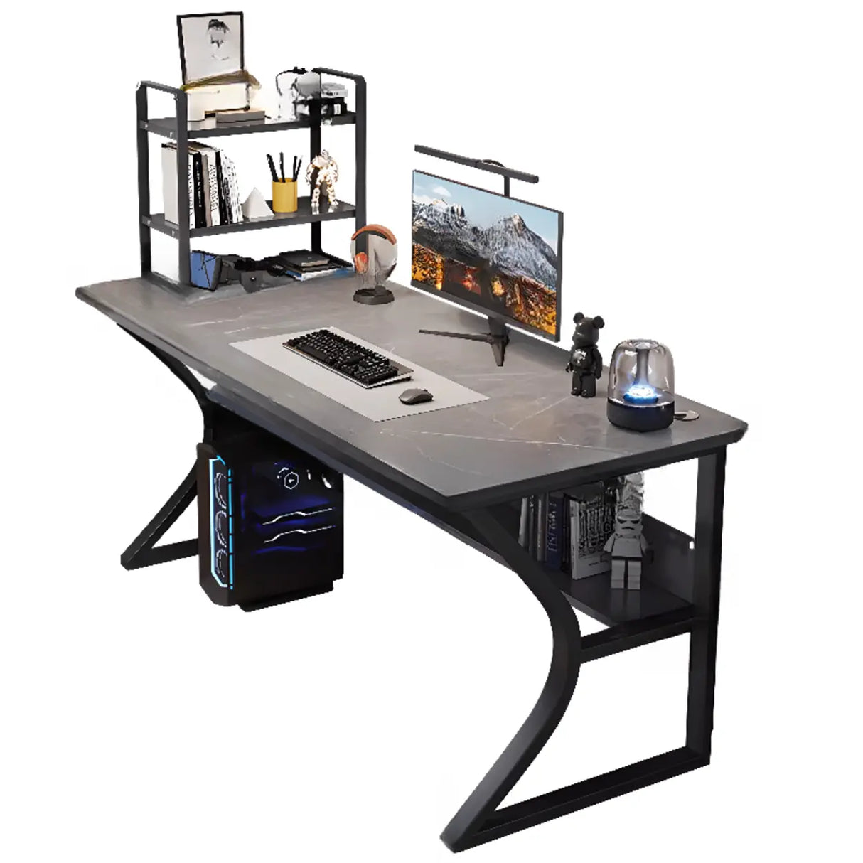 Ink Black Finish Wood Standard Gaming Desk  Image - 10