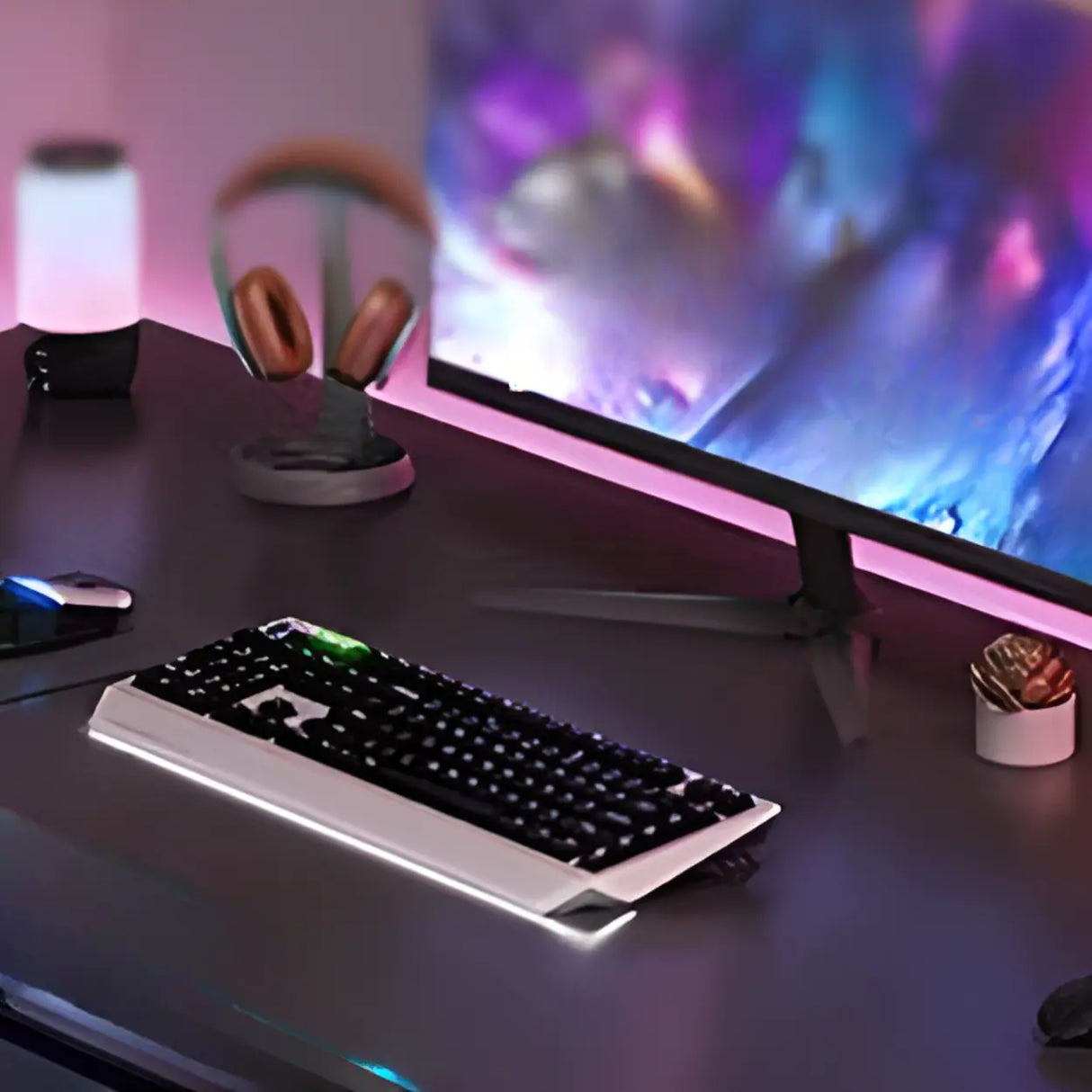 Ink Black Finish Wood Standard Gaming Desk  Image - 14