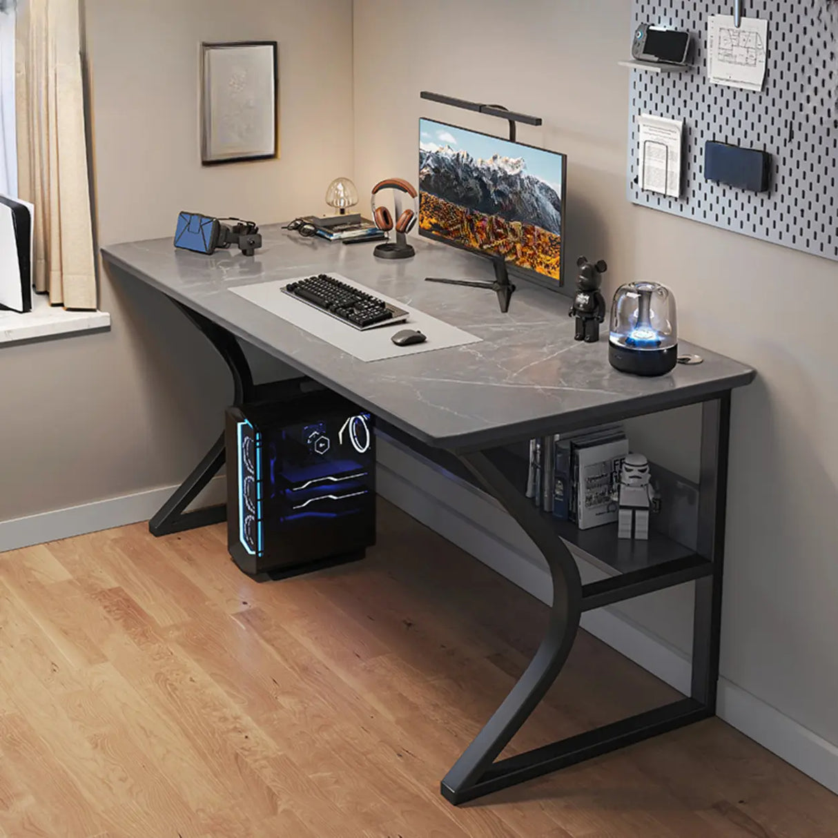 Ink Black Finish Wood Standard Gaming Desk  Image - 15