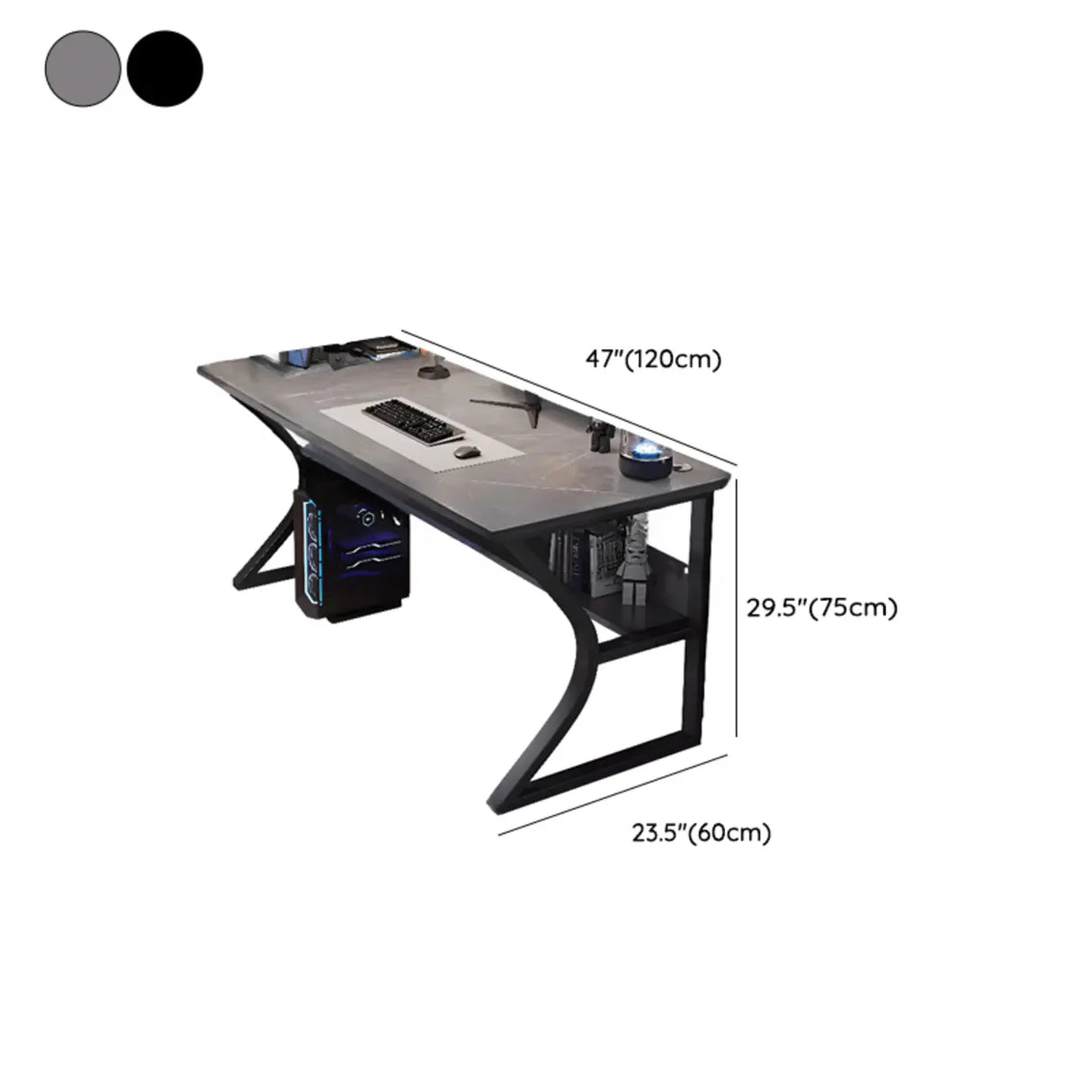 Ink Black Finish Wood Standard Gaming Desk  Image - 18