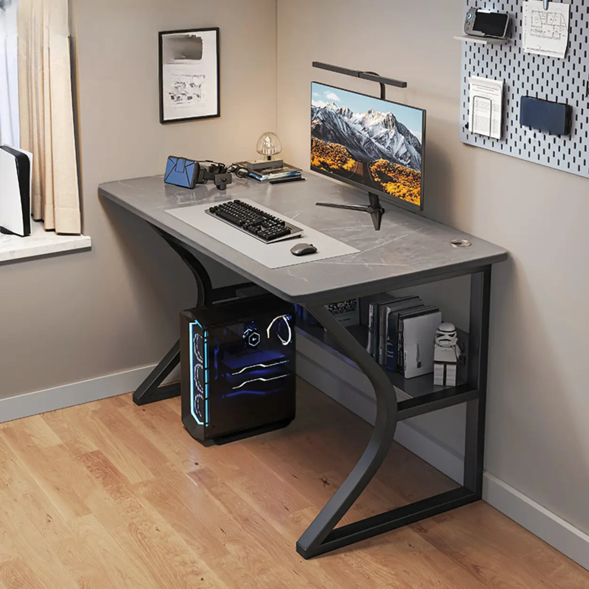 Ink Black Finish Wood Standard Gaming Desk  Image - 3