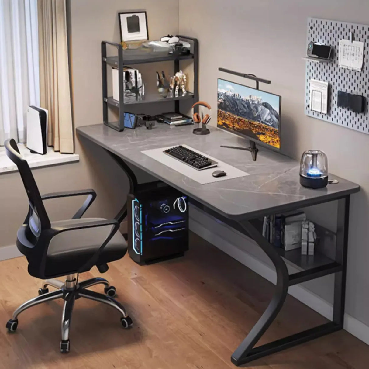 Ink Black Finish Wood Standard Gaming Desk  Image - 4