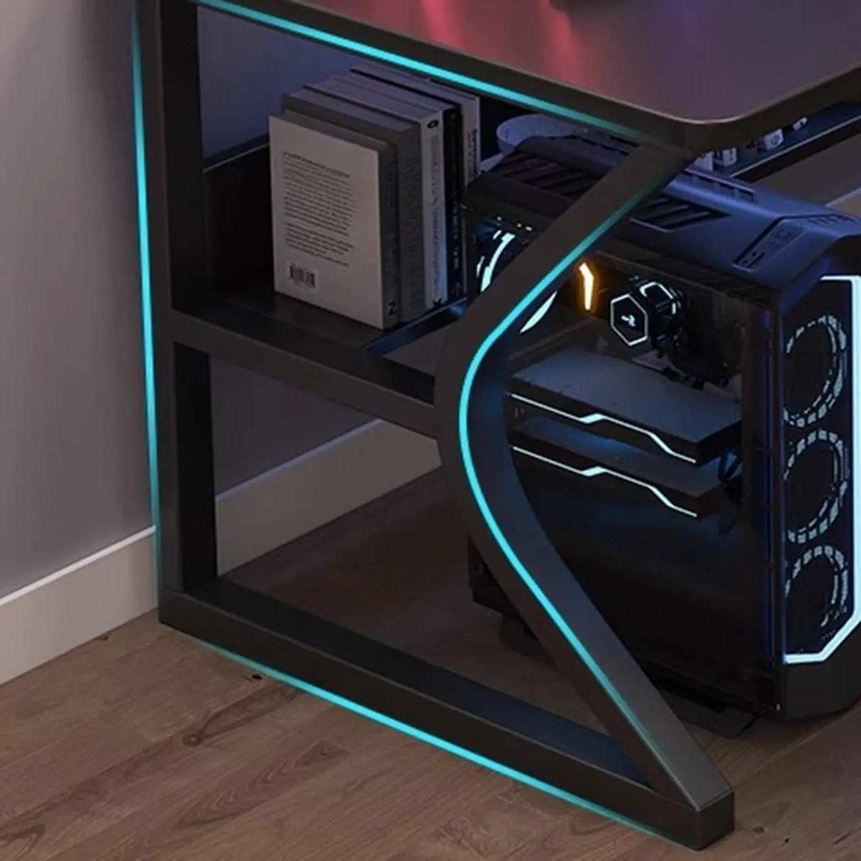Ink Black Finish Wood Standard Gaming Desk  Image - 6