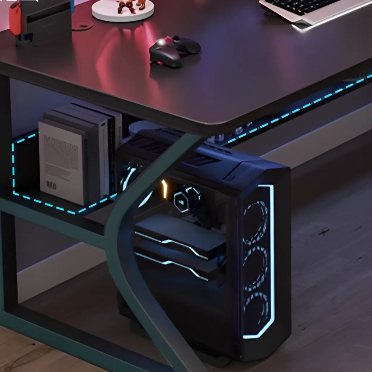 Ink Black Finish Wood Standard Gaming Desk  Image - 8
