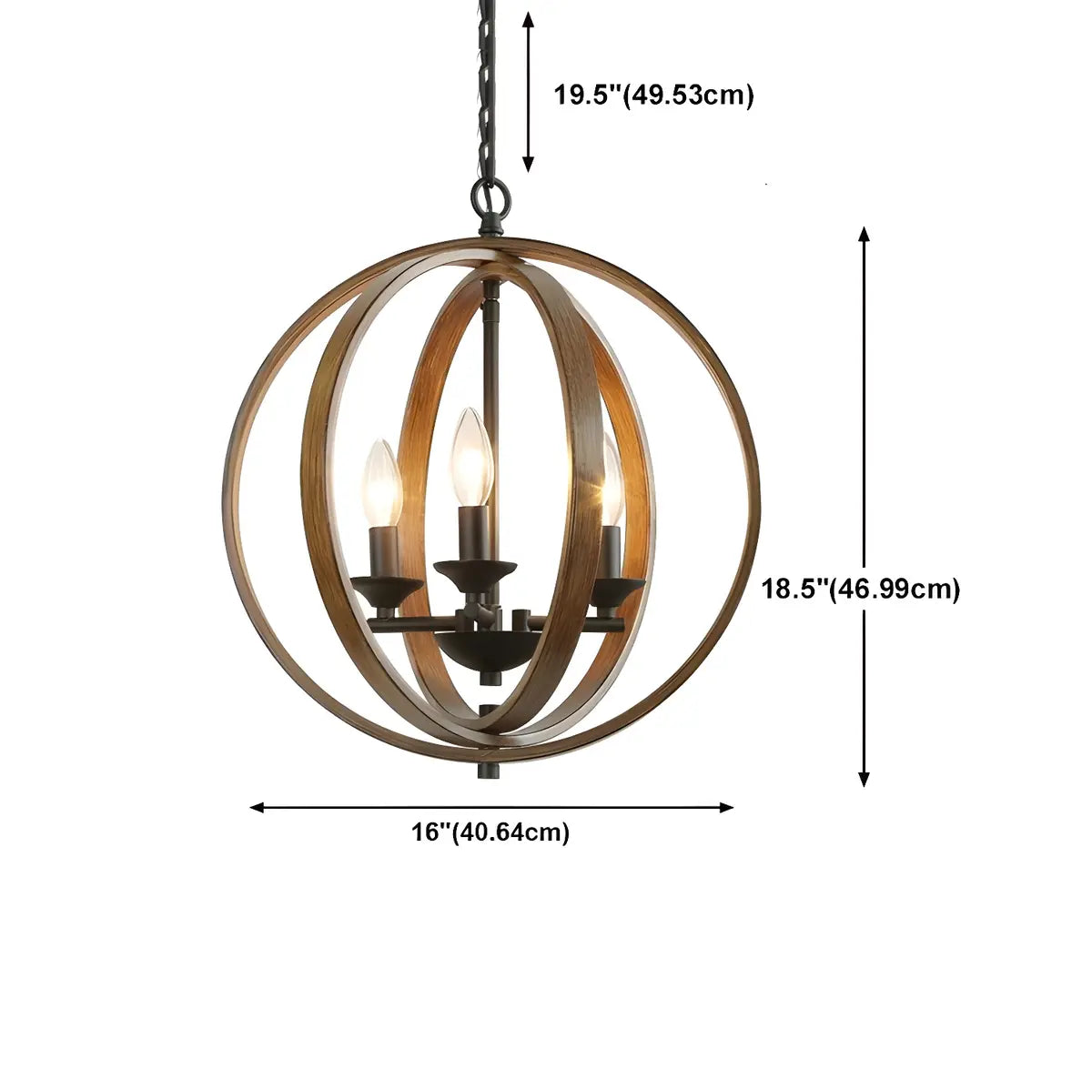 Iron Brown Sphere Candelabra Chain Foyer Chandelier 