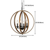 Iron Brown Sphere Candelabra Chain Foyer Chandelier Image - 14